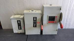 lot 72 image: Lot of 3 Safety Switches.  GE (Qty 2) & Cutler-Hammer