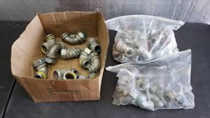 lot 94 image: Large Quantity of 90 Deg Liquid Tight Screw-In Connector Conduit Fittings