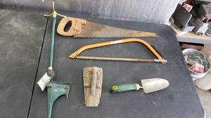 lot 184 image: Lot of Yard Supplies.  Saws, Sprinkler & MORE