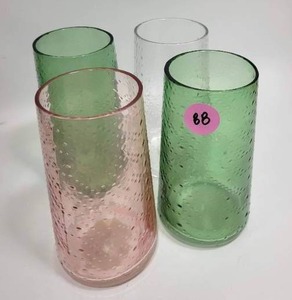 lot 88 image: LOT OF 4 OPAL HOUSE DRINKING GLASSES - ASSORTED COLORS