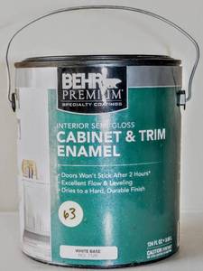 lot 63 image: 1 GALLON BEHR PREMIUM CABINET & TRIM ENAMEL