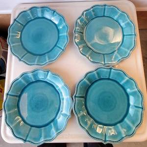 lot 11 image: PIONEER WOMAN PAIGE TEAL BLUE PLATE COLLECTION $$