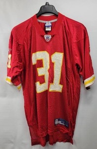 lot 204 image: REEBOK NFL KANSAS CITY CHIEFS PRIEST HOLMES RED STITCHED JERSEY MENS LARGE
