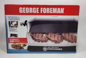 lot 249 image: NEW SEALED GEORGE FOREMAN GRILL WITH CERAMIC COATED PLATES