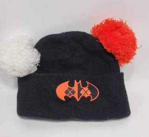 lot 245 image: HARLEY QUINN BEANIE HAT WITH RED AND WHITE POMS