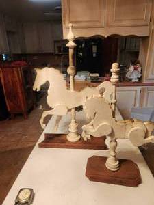 lot 216 image: Selection of 2 merry go round style wooden horses