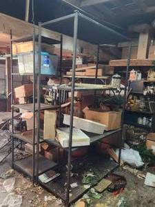 lot 211 image: Heavy duty steel and wood shelf - 24 x 51 x 84