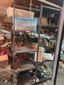 lot 210 image: Heavy duty steel and wood shelf - 19 x 24 x 84