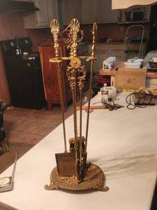 lot 172 image: Brass fire poker set