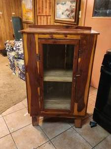 lot 159 image: Cedar cabinet with glass front door - 16 deep x 28 wide x 46 tall