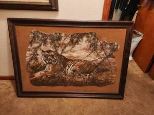 lot 153 image: Framed artwork of a Tiger
