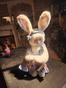 lot 69 image: Vintage bunny with baby face doll by Marie Osmond