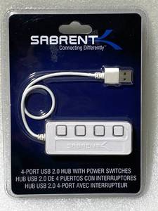 lot 26 image: New Sabrent HB-UMLW 4-Port USB 2.0 Hub with Power Switches - USB - External - 4 USB - As Shown