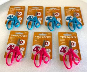 lot 125 image: Lot of 7 - New Fiskers 5in. Kids Scissors, Pointed Tip - In Colors As Shown