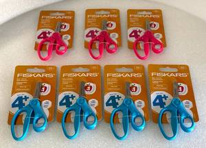 lot 126 image: Lot of 7 - New Fiskers 5in. Kids Scissors, Blunt Tip - In Colors As Shown