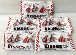 lot 133 image: Lot of 5 - New Hersheys Kisses Candy Cane White Chocolate Candy 45 oz Total - As Shown