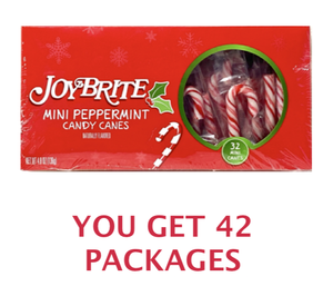 lot 143 image: Lot Of 42 - New JoyBrite Mini Peppermint Candy Canes, 32 Count - As Shown
