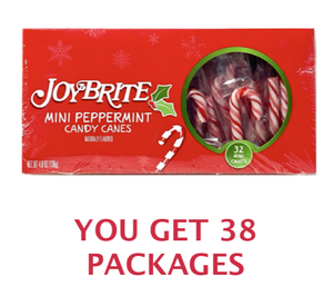 lot 142 image: Lot Of 38 - New JoyBrite Mini Peppermint Candy Canes, 32 Count - As Shown