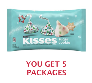 lot 166 image: Lot Of 5 - HERSHEYS KISSES Sugar Cookie Flavored White Creme With Cookie Pieces, 9 oz - As Shown