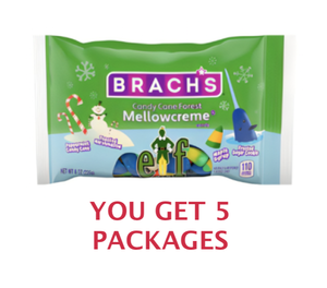 lot 170 image: Lot Of 5 - New Brachs Elf Candy Cane Forest Mellowcremes - 40oz Total - As Shown