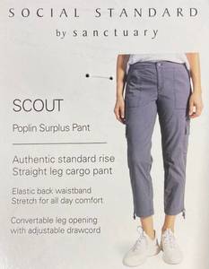 lot 201 image: New With Tags Sanctuary Social By Sanctuary Womens Scout Poplin Surplus Washed Black Pant XL, Model#XP0013R3R - As Shown - Retails $99