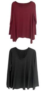 lot 228 image: Lot Of 2 - New With Tags - West Loop Womens XL Burgundy Shark Bite Model#951234 & Black Baby Doll Model#951286 Tunics - As Shown - Total Retail $34