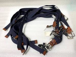 lot 296 image: Lot of 13 - New With Tags Bloomingdales The Mens Store Full Grain Cow Hide Belts, Navy Mixed Sizes - As Shown - Total Retail $715