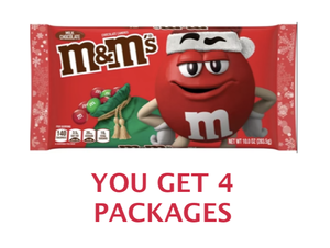 lot 332 image: Lot Of 4 - New M&Ms Milk Chocolate Christmas Candy 10oz Bags - As Shown - Total Retail $25