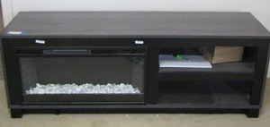 lot 7 image: TV  stand with PEBBLE FIRE PLACE  Electric touch screen   20 X 56 X 16  VERY NICE