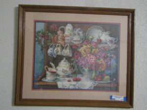 lot 47 image: framed floral art 2726- 1923 framed art