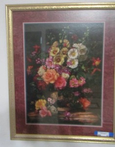 lot 53 image: Framed floral art   32 X 27 by , Albert Williams