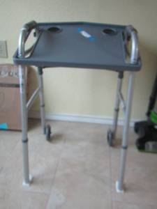 lot 58 image: walker with front wheels includes trey and cup holder