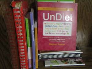 lot 64 image: recipe book lot, undiet - gluten free - crazy plates - healthy eating & more