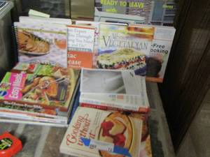 lot 72 image: large lot of cook books- cooking without fat - versatile vegetarian - heirloom collection and more