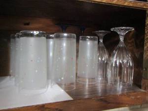 lot 107 image: long stem glasses- flower design drinking glasses