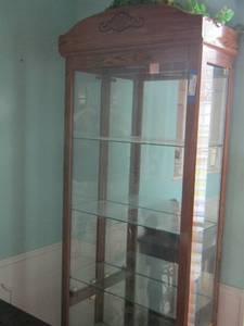 lot 4 image: 5 tier Glass Front Curio Cabinet  - opens on sides 752612