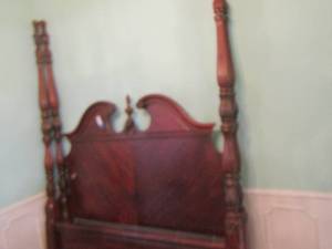 lot 15 image: QueenFull head board foot board with side rails has a few scratches