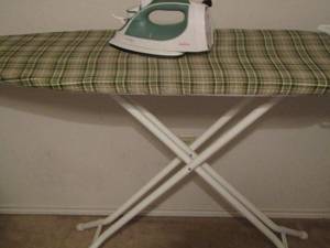 lot 145 image: ironing board with sunbeam iron