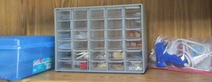 lot 206 image: hot glue gun - bead organizer - beads - string and more