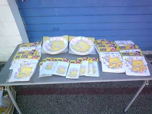 lot 14 image: Large Lot Of Baby Shower Party Supplies Including Plates, Invitations, Napkins And Loot Bags