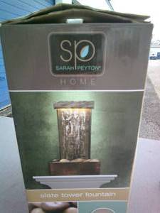 lot 59 image: Slate Tower Fountain By Sarah Peyton, Battery Operated, About 10 x 6, Batteries NOT Included