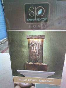 lot 63 image: Slate Tower Fountain By Sarah Peyton, Battery Operated, About 10 x 6, Batteries NOT Included