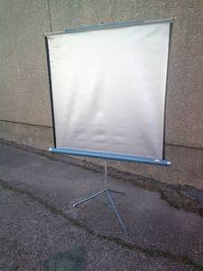 lot 72 image: Vintage Adams Portable Projection Screen With Adjustable Tripod.
