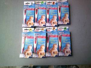 lot 90 image: Lot Of 8-Digital Thermometers, Soft Tip With Fever Alarm