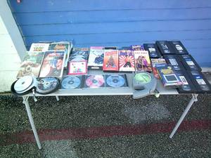 lot 108 image: Mixed Lot Of CDs, VCR Tapes And Cleaning Items, Mixed Artists And Movie Titles