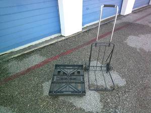 lot 112 image: Lot Folding Luggage Cart And Light Weight Plastic Dolly On Casters