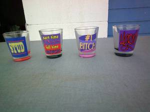 lot 115 image: Lot-24 Shot Glasses-Mixed Sayings