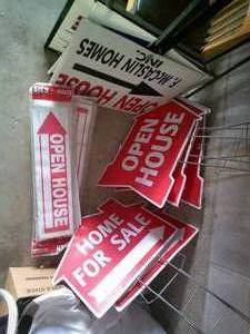 lot 116 image: Mixed Lot Of Yard Signs With Stakes, Open House, House For Sale And Others