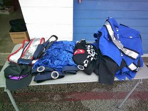 lot 122 image: Mixed Lot Of Dance And Band Uniform Items, Including Dresses, Bibbers, Belts, Sashs And Jackets