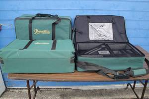 lot 130 image: Lot Of 3-Green Soft Sided Product Cases With Removeable Multi Slot Foam, Hand And Shoulder Straps. About 26 x 9 x 16